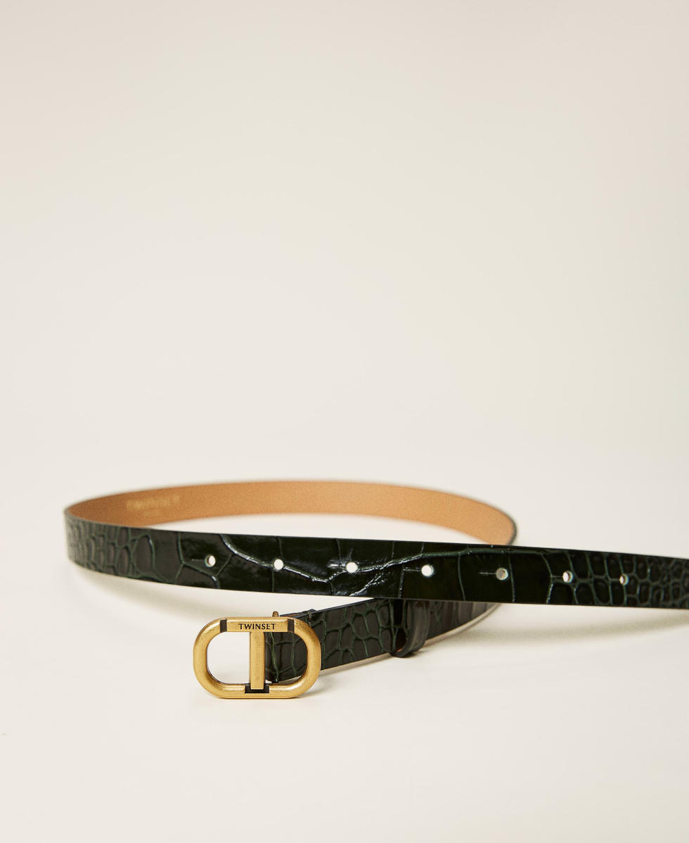 Ceinture en cuir imprim croco Femme Vert TWINSET Milano