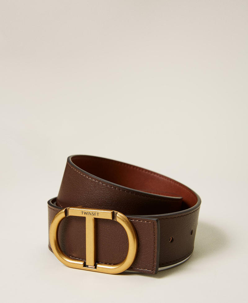 Reversible leather belt Two-tone Dark Leather / Leather Woman 212TO5093-01