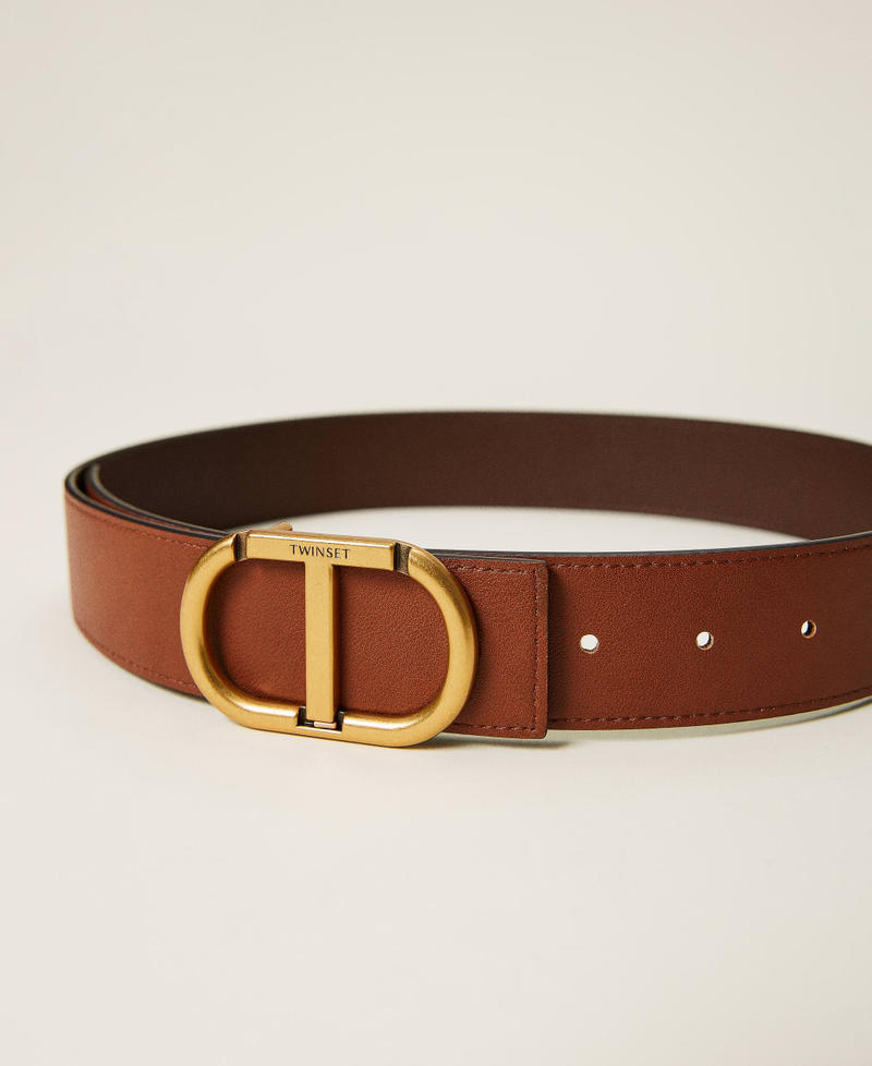 Reversible leather belt Two-tone Dark Leather / Leather Woman 212TO5093-04