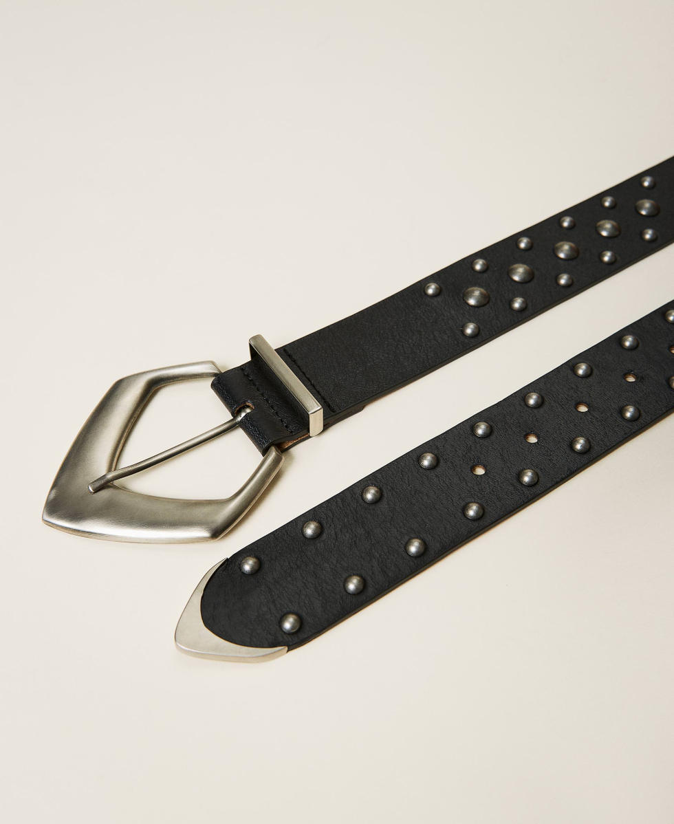 Cintura in pelle con borchie Nero Donna 212TO509C-03