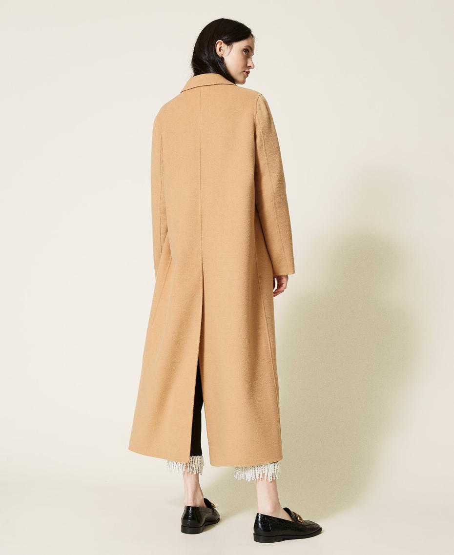 Double wool cloth long coat “Golden Rock” Beige Woman 212TP2012-04