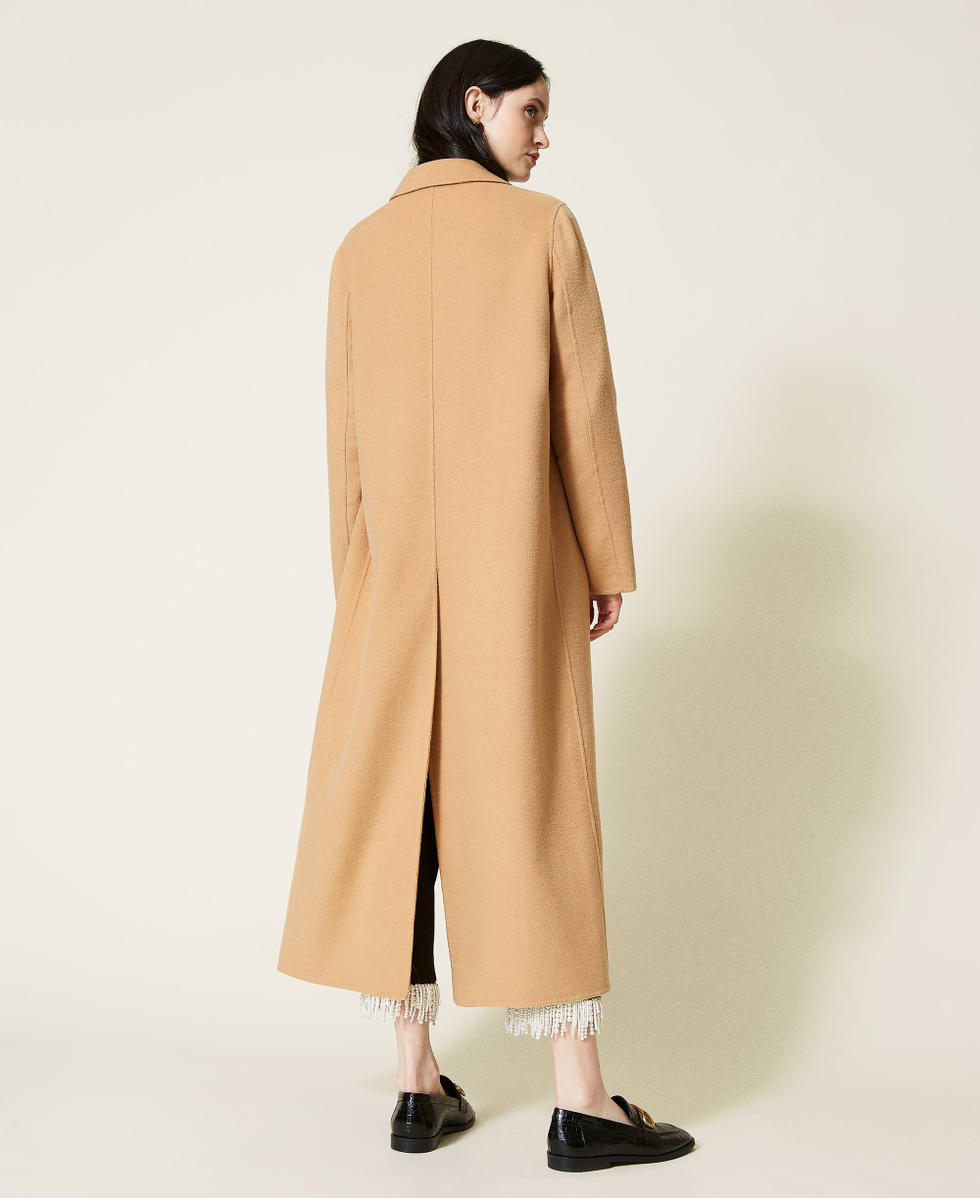 Double wool cloth long coat Woman Beige TWINSET Milano