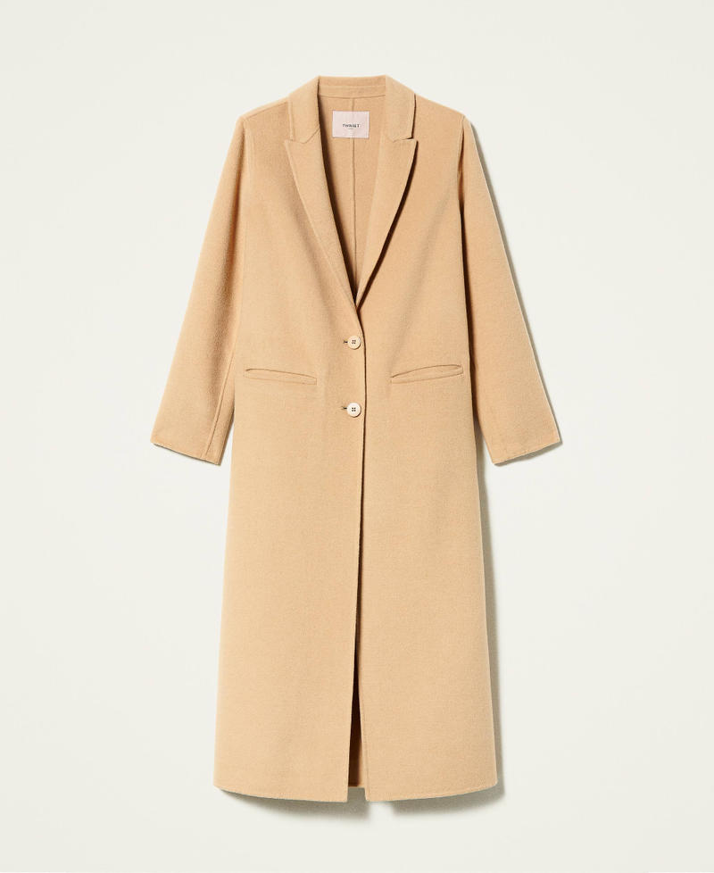 Double wool cloth long coat “Golden Rock” Beige Woman 212TP2012-0S