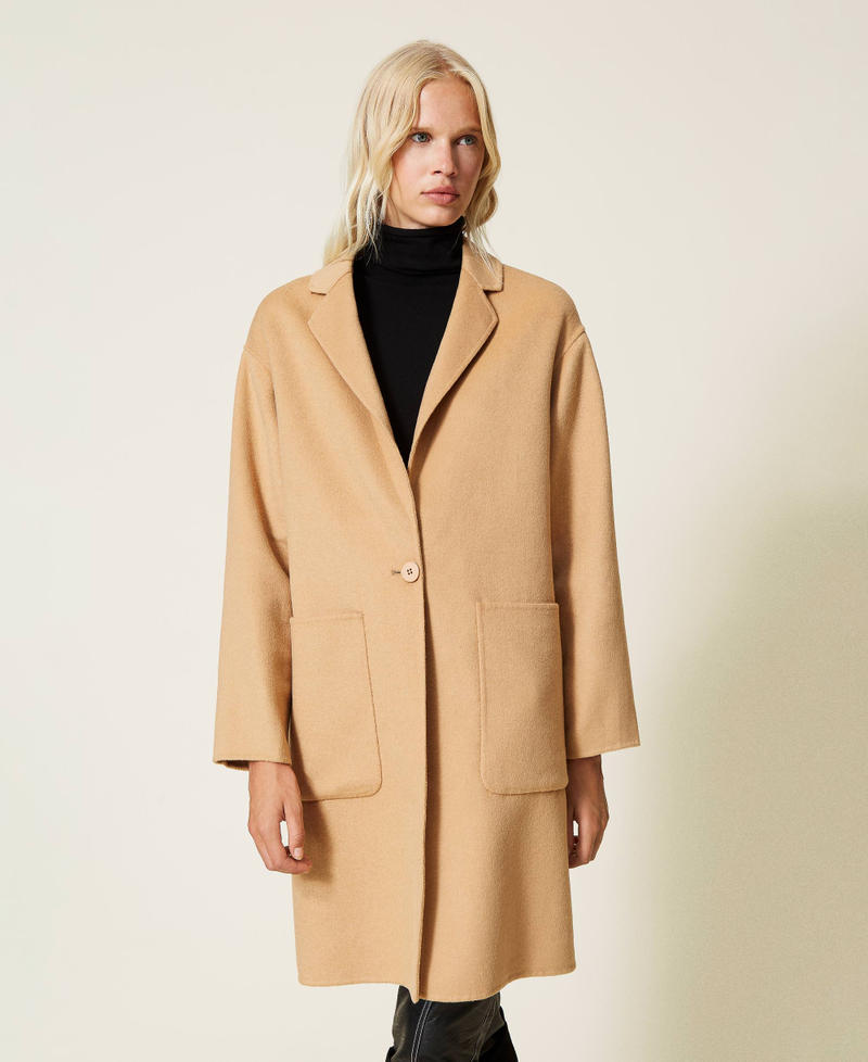 Double wool cloth coat “Golden Rock” Beige Woman 212TP2016-03