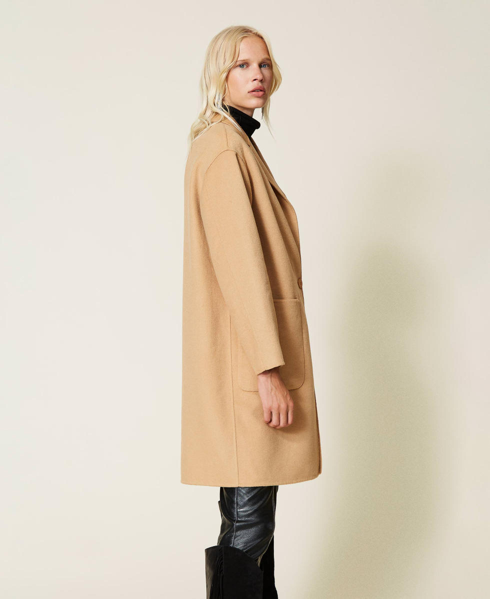 Double wool cloth coat Woman Beige TWINSET Milano