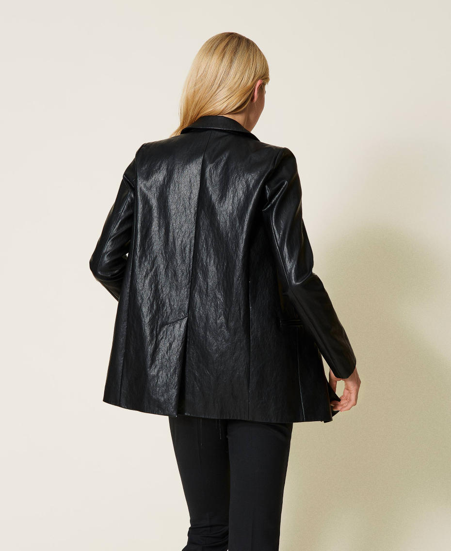 Giacca blazer in tessuto spalmato Nero Donna 212TP2020-04