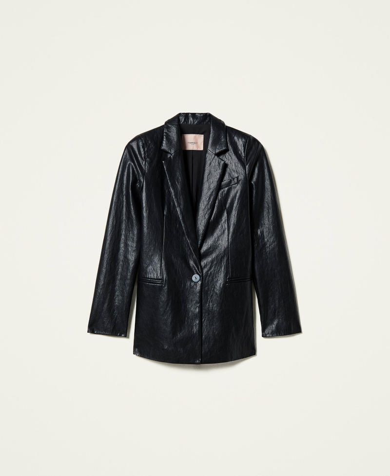 Giacca blazer in tessuto spalmato Nero Donna 212TP2020-0S