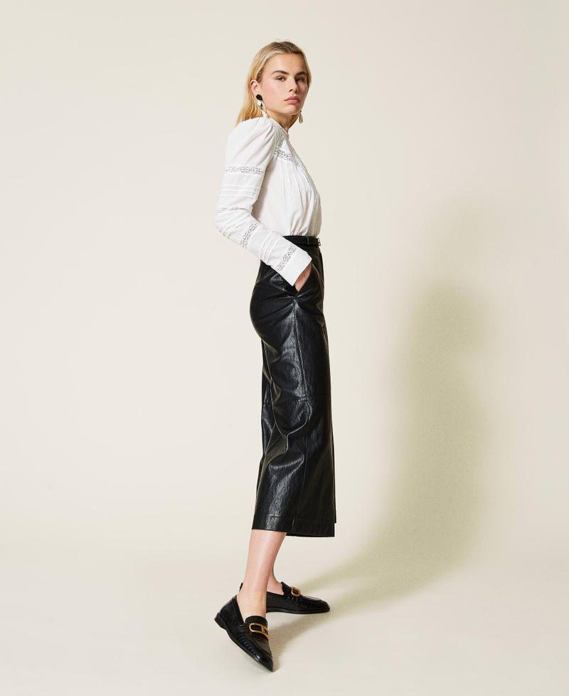 Coated fabric cropped trousers Black Woman 212TP2026-02