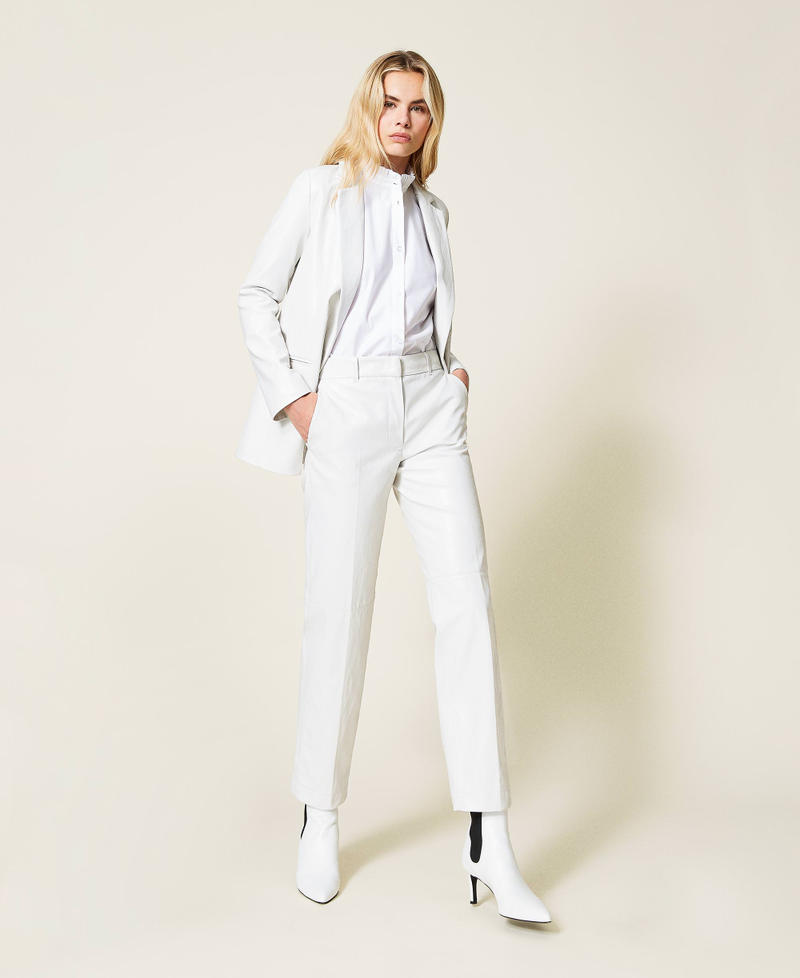 Pantalon en tissu enduit Blanc Neige Femme 212TP2027-01