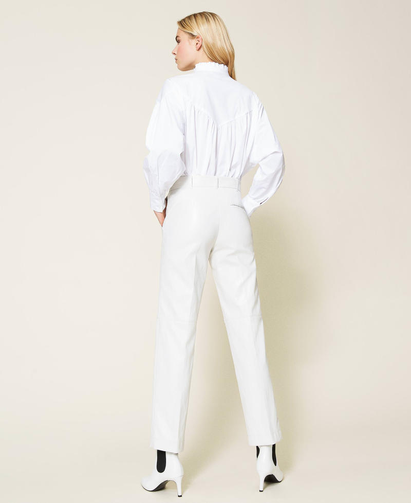 Pantalon en tissu enduit Blanc Neige Femme 212TP2027-04