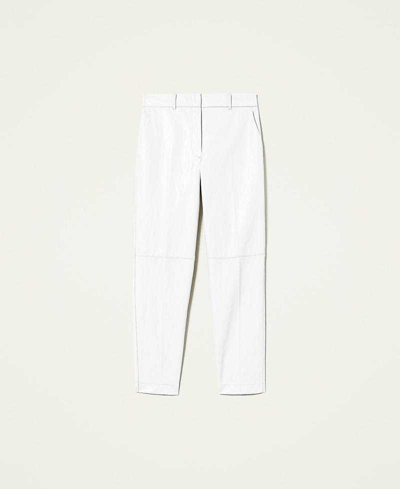 Pantaloni in tessuto spalmato Bianco Neve Donna 212TP2027-0S