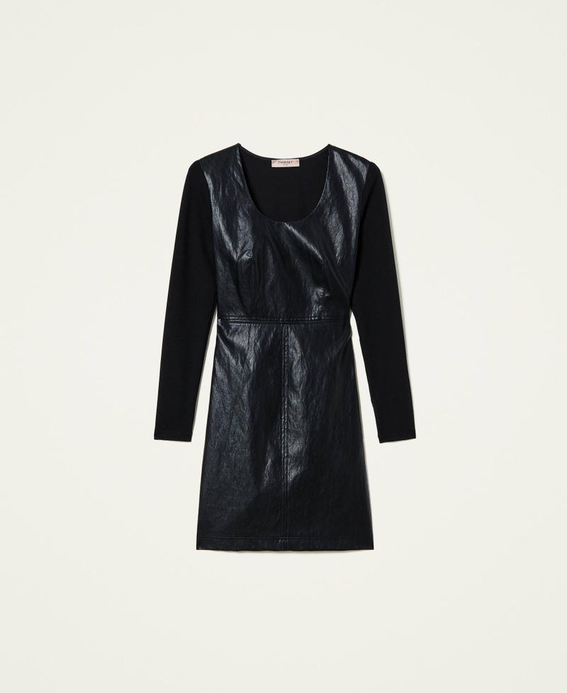 Приталенное платье из ткани с покрытием Черный женщина 212TP2030-0S