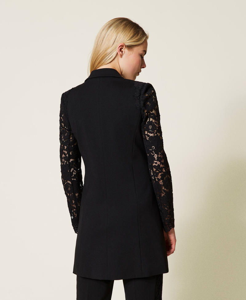 Giacca blazer con pizzo macramè Nero Donna 212TP2057-03