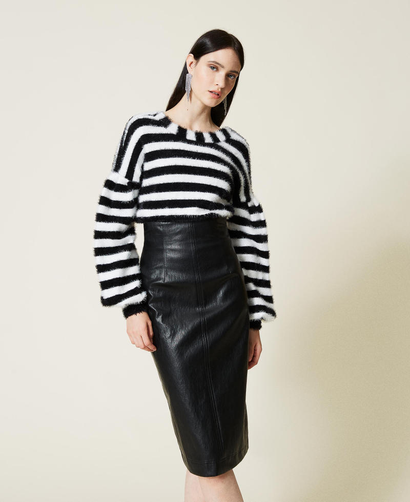 High waist midi skirt Black Woman 212TP205A-01