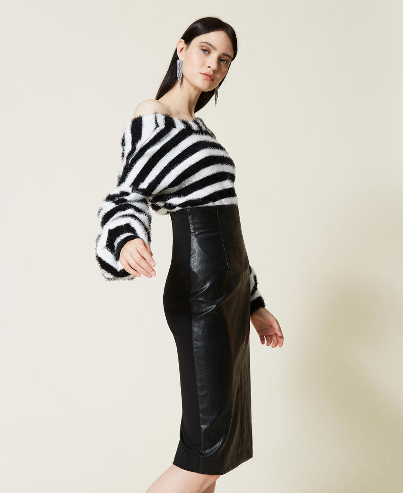 High waist midi skirt Black Woman 212TP205A-02