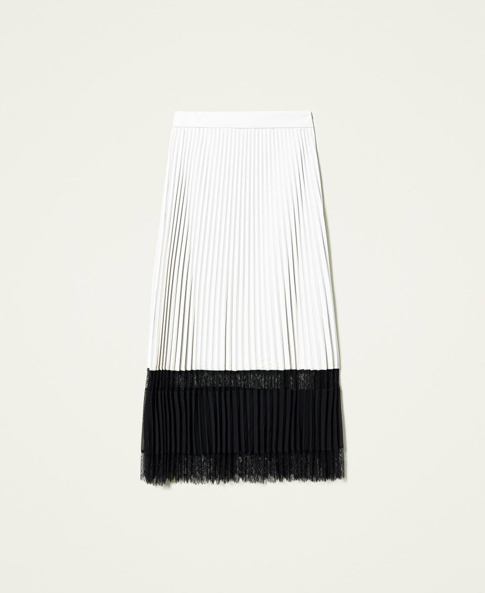 Long pleated skirt with lace Woman, Patterned | TWINSET Milano