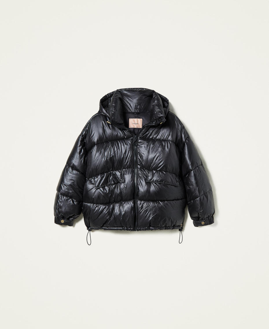 Ultra-light puffer jacket with hood Black Woman 212TP214E-0S