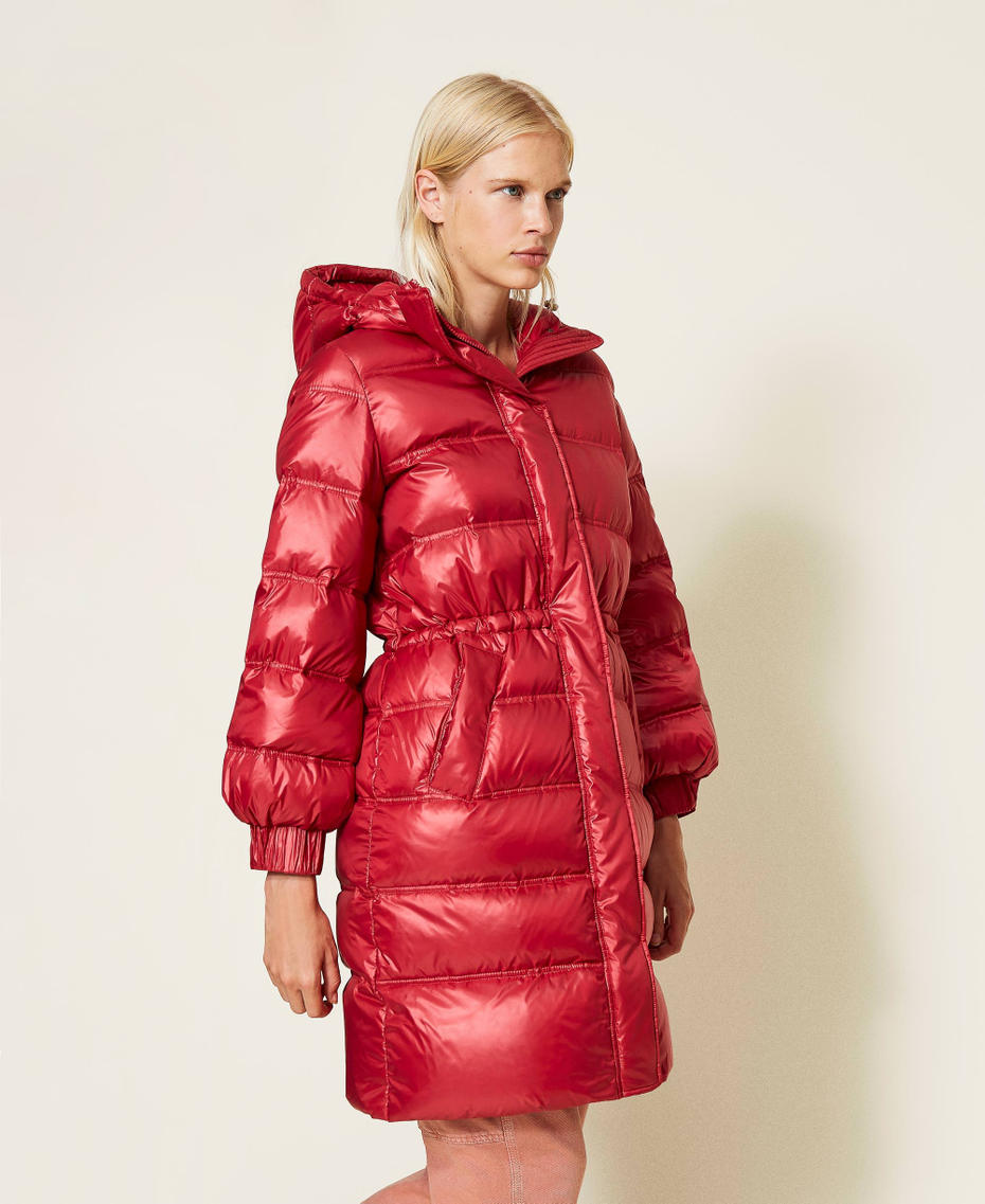 Long puffer jacket with real down Dark Raspberry Woman 212TP214G-03