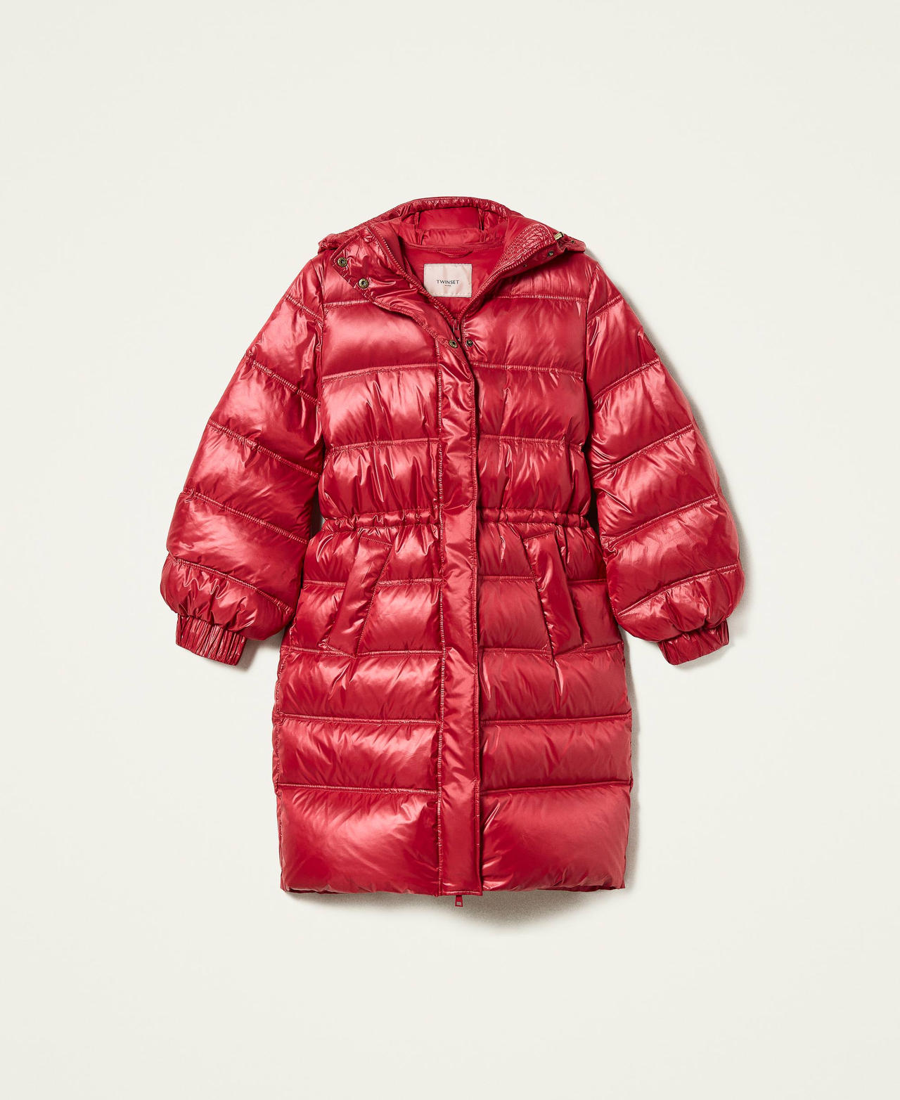 Long puffer jacket with real down Dark Raspberry Woman 212TP214G-0S