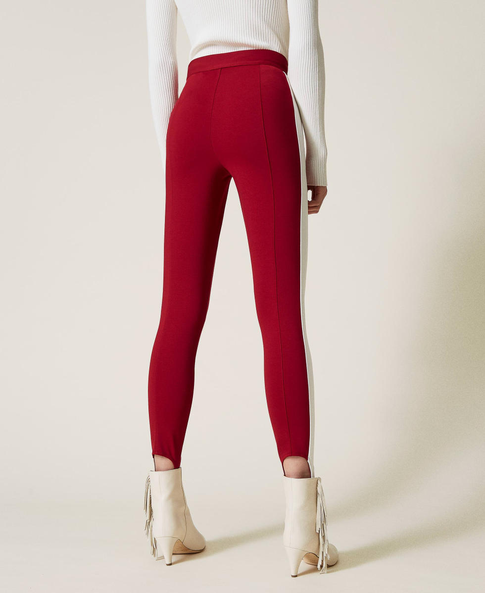 Legging bicolore avec etriers Femme Rouge TWINSET Milano