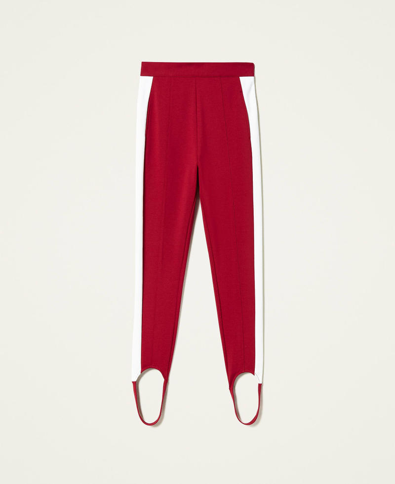 Two-tone leggings with gaiters Two-tone Dark Raspberry / “Snow” White Woman 212TP2163-0S