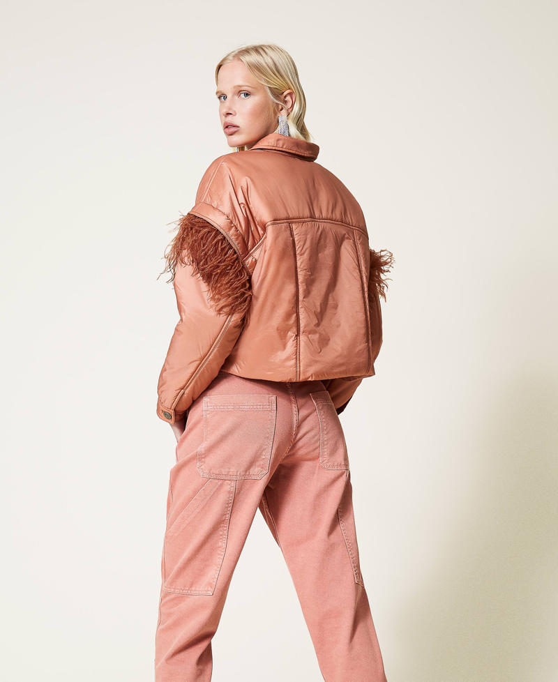 Padded jacket with feathers "Tan Powder” Brown Woman 212TP2170-04