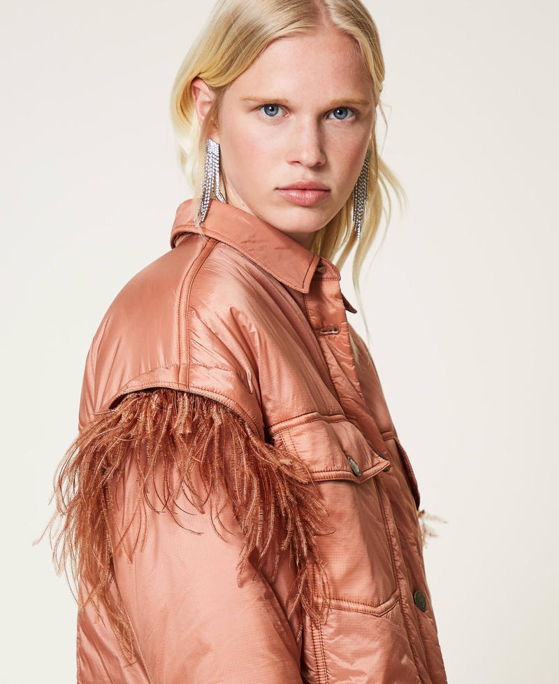 Wattierte Jacke mit Federn &bdquo;Tan Powder&ldquo;-Braun Frau 212TP2170-05