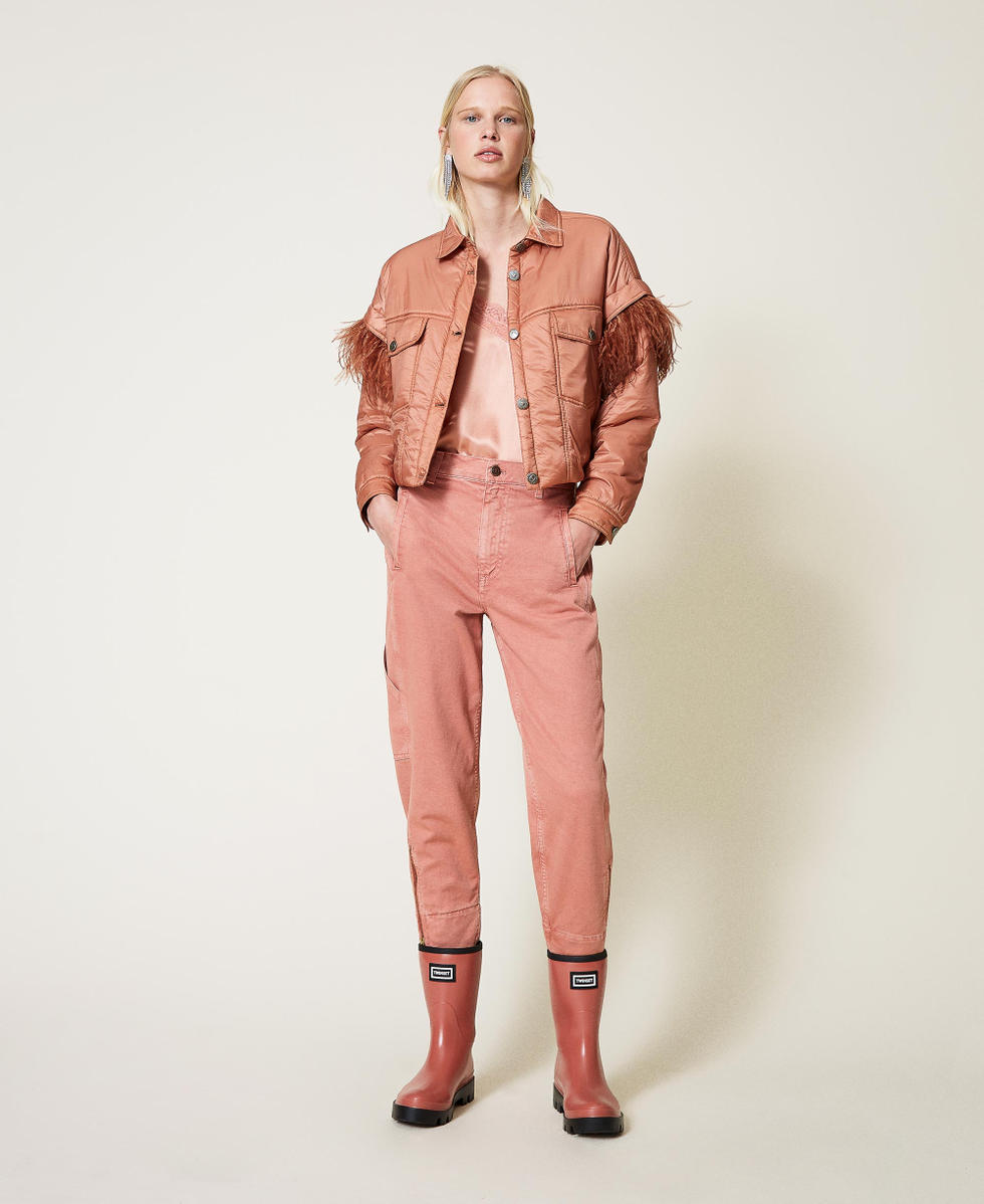 Padded jacket with feathers "Tan Powder&rdquo; Brown Woman 212TP2170-0T