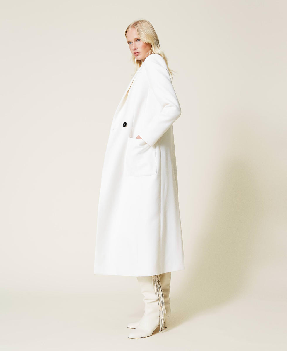 Abrigo largo de paño lana Mujer, Blanco | TWINSET Milano