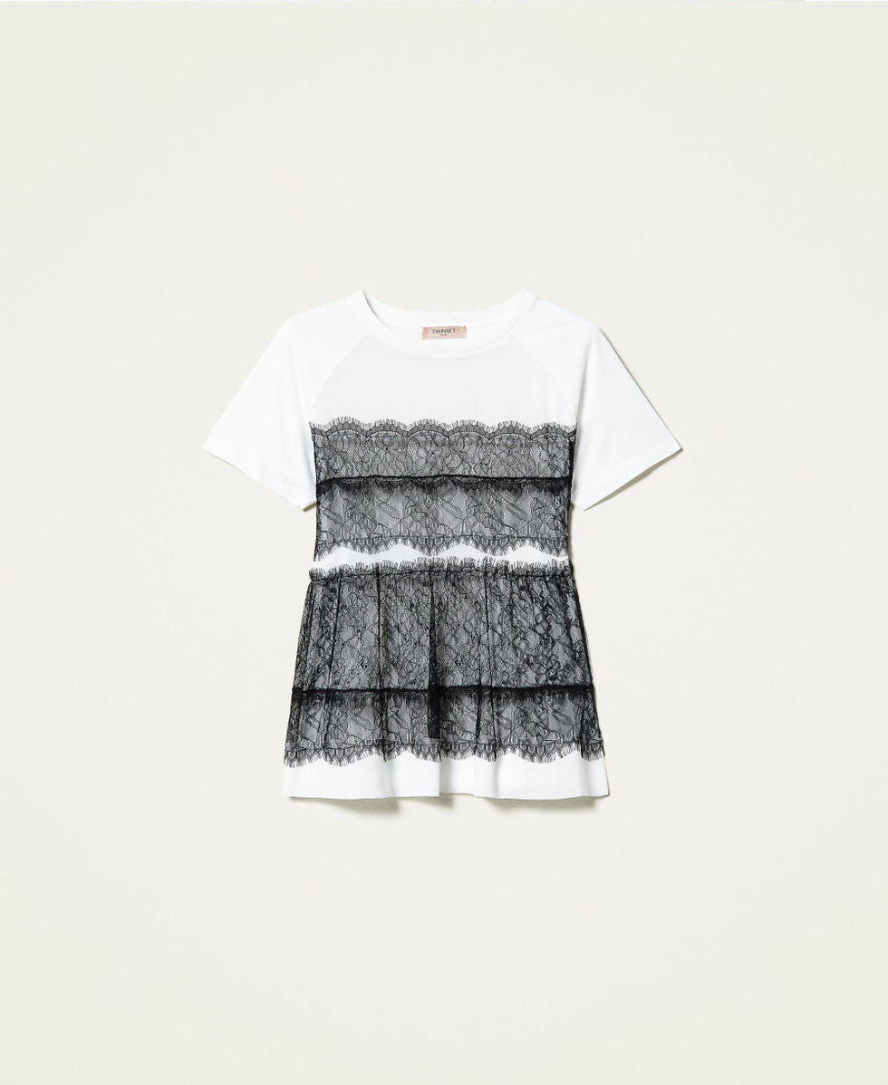 Floerns Maglietta Donna 2 In 1 – Maniche Lunghe In Pizzo A Contrasto, Girocollo Casual