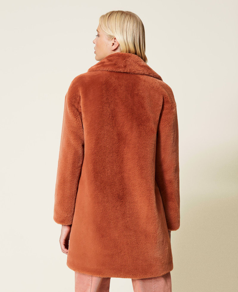Однобортное пальто с карманами Коричневый "Рыжевато-коричневая пудра" женщина 212TP2230-04