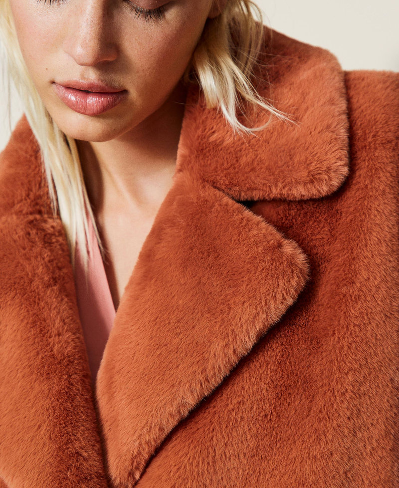 Single breasted coat with pockets "Tan Powder&rdquo; Brown Woman 212TP2230-05