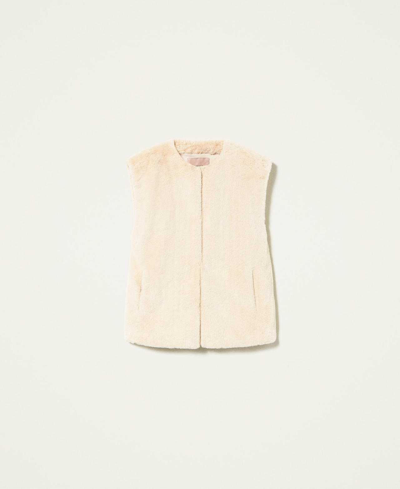 Gilet with pockets "Creme Brul&egrave;&rdquo; Beige Woman 212TP2231-0S
