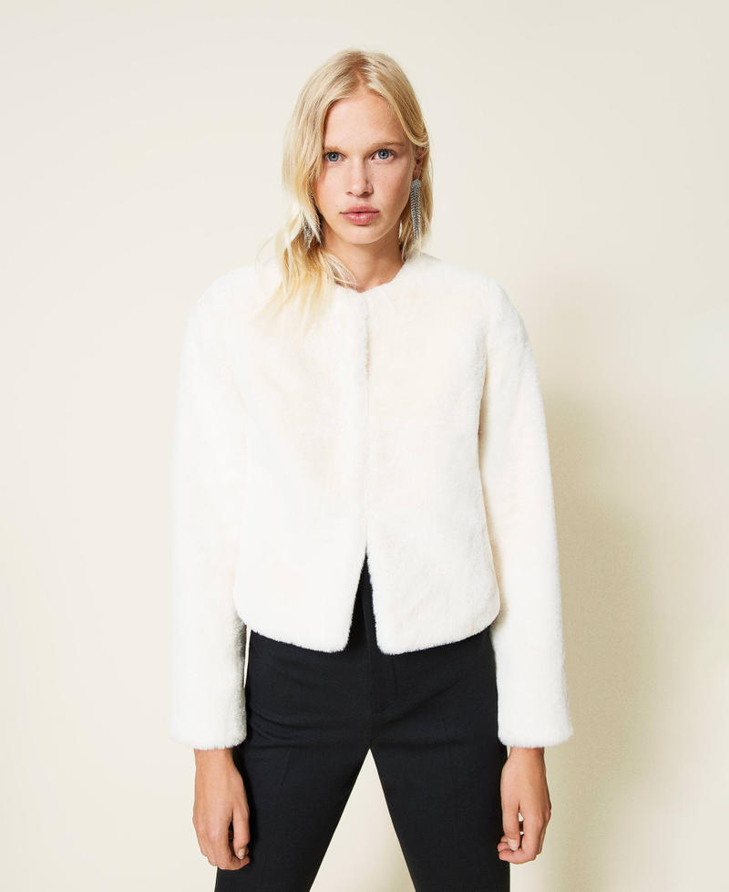 Mandarin collar jacket with pockets White Snow Woman 212TP2232-01