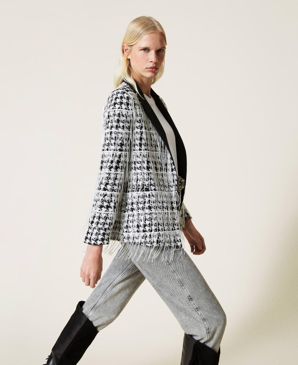 Black and hotsell white tartan blazer