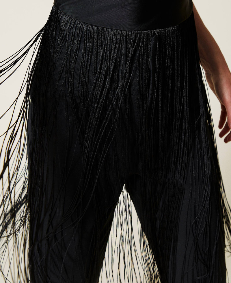 Body de punto con flecos Negro Mujer 212TP2310-06