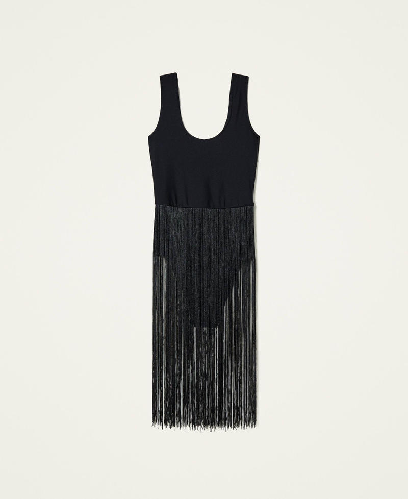 Knitted bodysuit with fringes Black Woman 212TP2310-0S