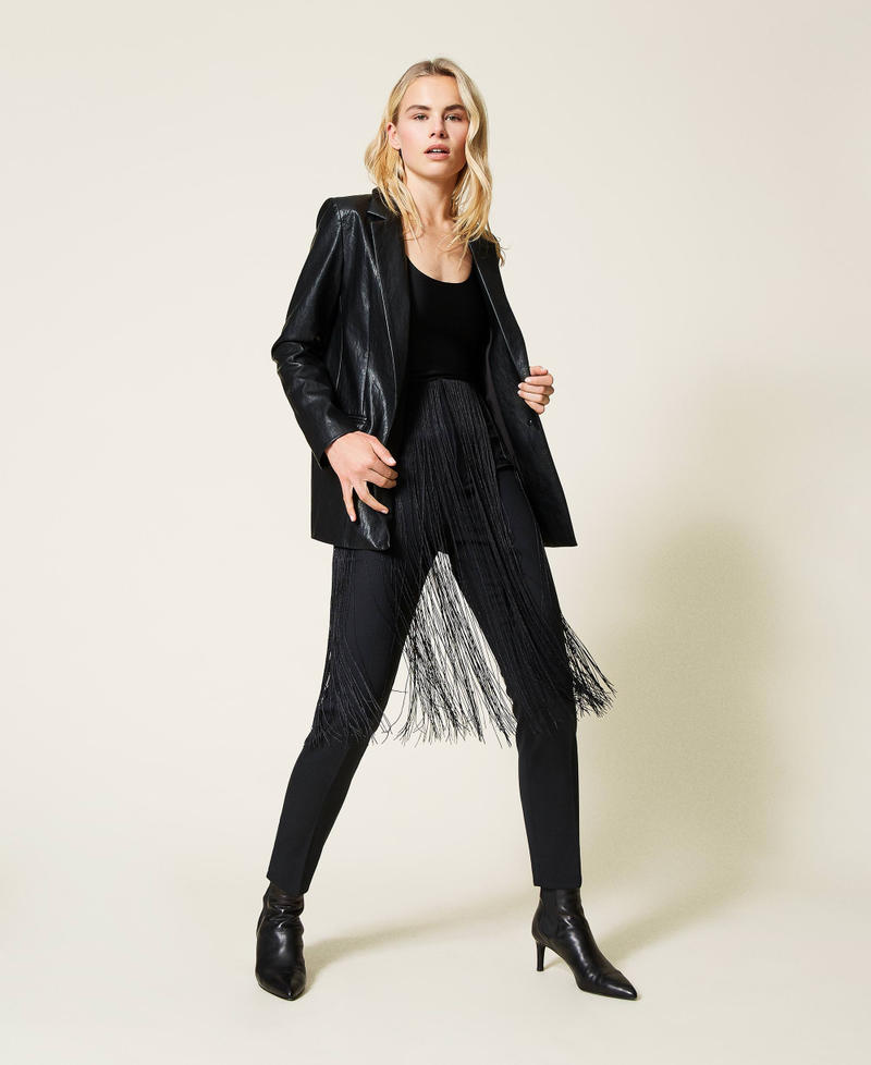 Body de punto con flecos Negro Mujer 212TP2310-0T