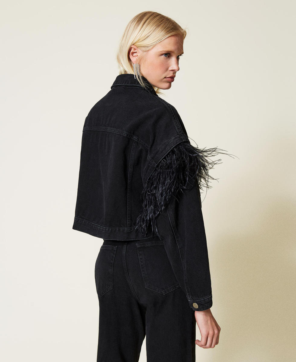 Cazadora vaquera con plumas Denim Negro Mujer 212TP232A-04