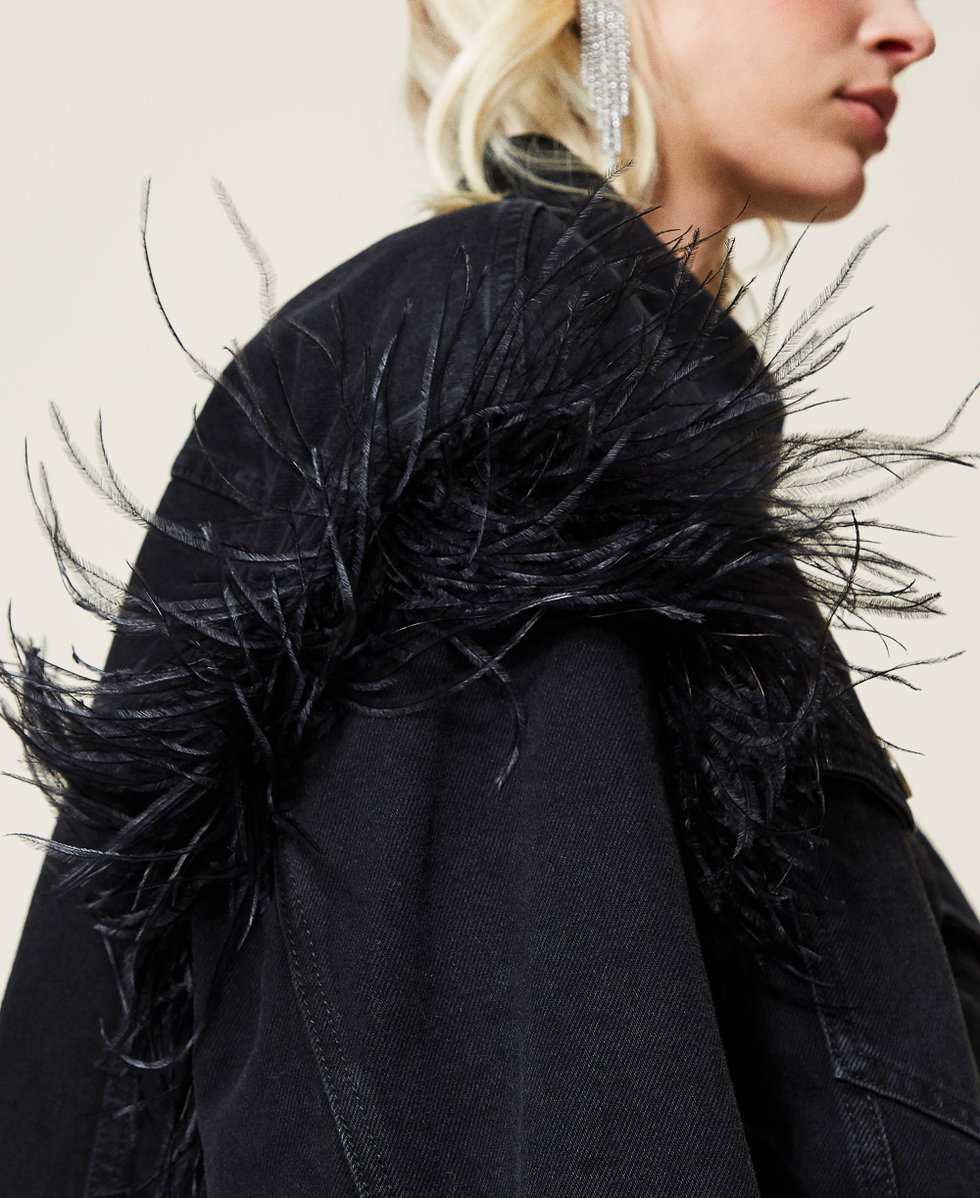 Denim jacket with feathers shop