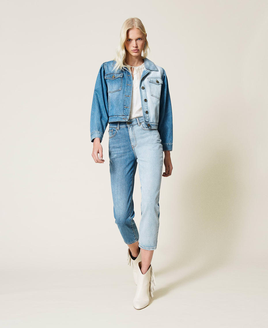 Jeans carrot fit bicolore Bicolor Denim Blue / Azzurro Donna 212TP233A-03