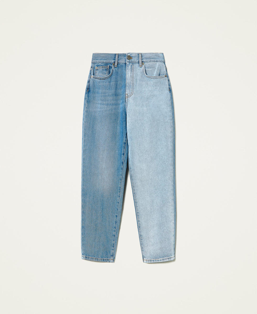 Jean carotte bicolore Bicolore Denim Bleu / Bleu Ciel Femme 212TP233A-0S