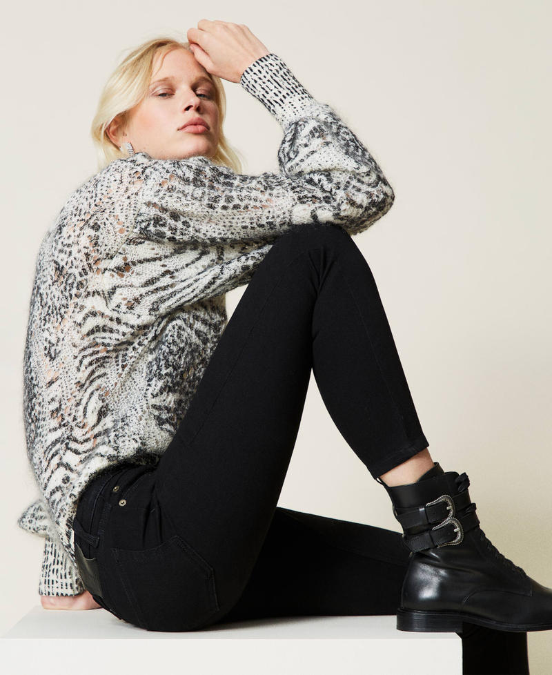 High waist skinny jeans Black Denim Woman 212TP2360-02