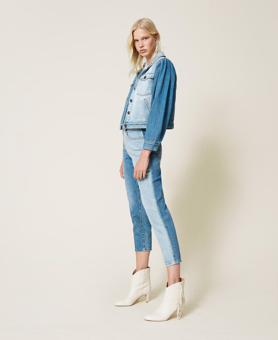 Giacca in jeans bicolore Bicolor Denim Blue / Azzurro Donna 212TP236C-04