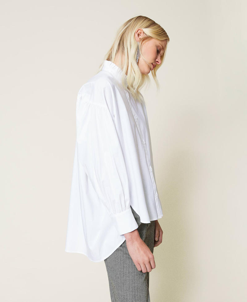 Poplin shirt with frills White Woman 212TP2380-03