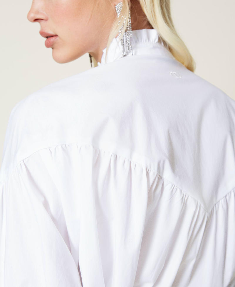 Poplin shirt with frills White Woman 212TP2380-05