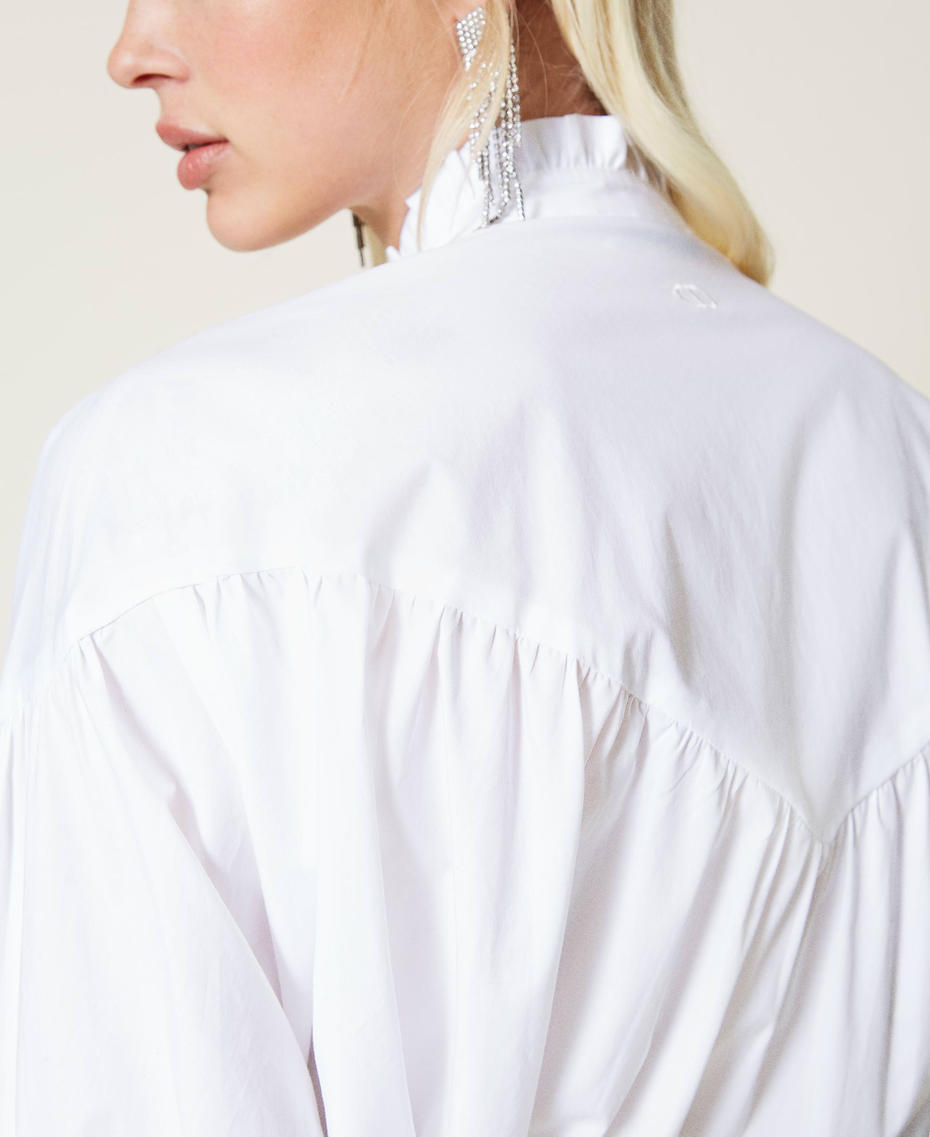 Poplin shirt with frills White Woman 212TP2380-05