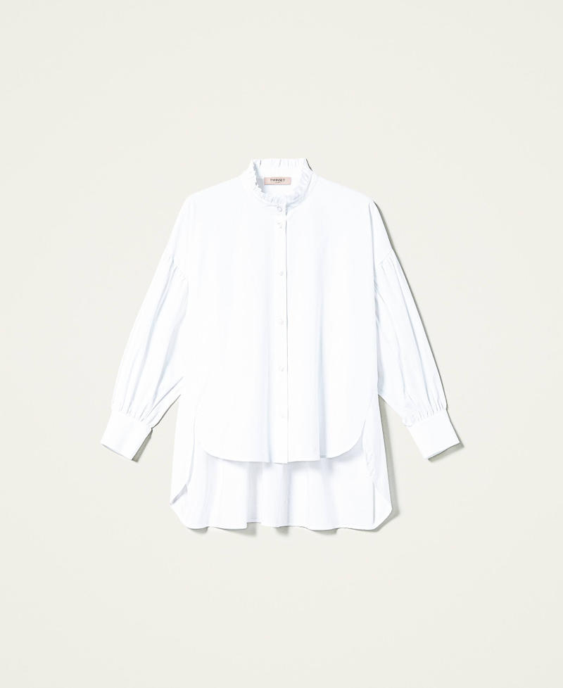 Поплиновая рубашка с воланами Белый женщина 212TP2380-0S