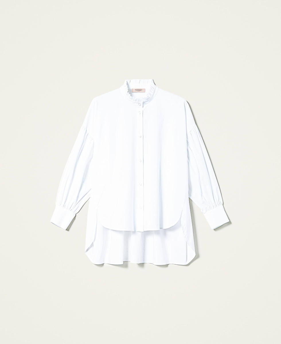 Poplin shirt with frills White Woman 212TP2380-0S