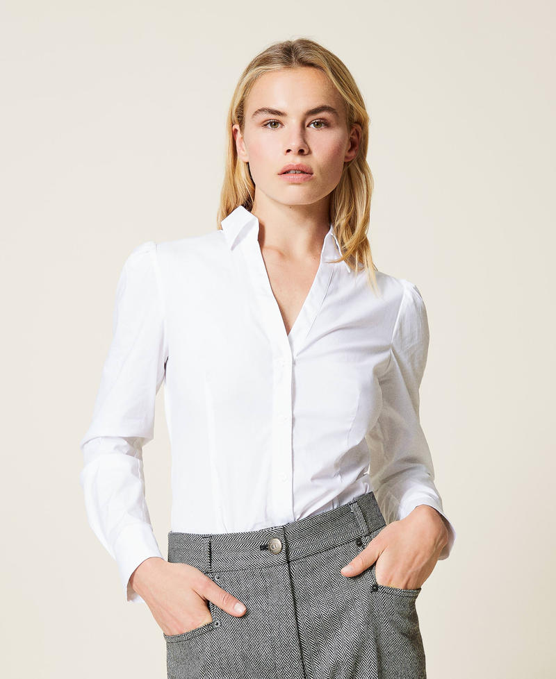 Poplin bodysuit White Woman 212TP2383-01